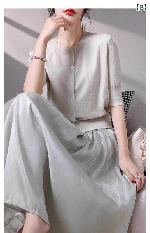 パーカー レディース トップス 長袖 UVカットパーカー UV対策 紫外線対策 日除け フレンチ ラウンドネック 半袖 ニットカーディガン リヨセル 涼しく 通気性の ある スモール ジャケット 夏 アウター トップス