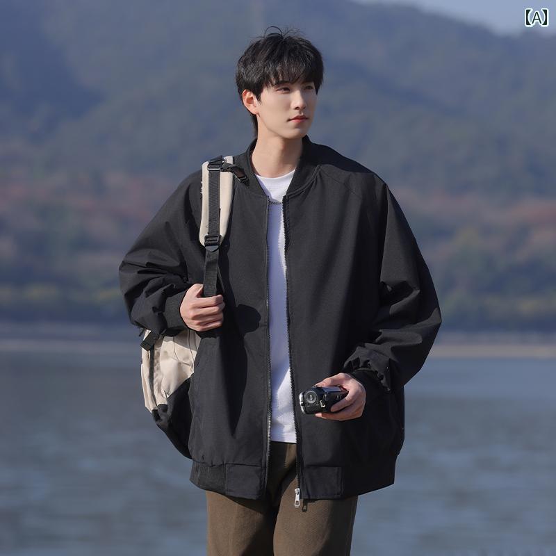 ジャケット メンズ ブラック ベースボール ジャケット メンズ 春秋 2025 アメリカ ストリート ファッション カジュアル