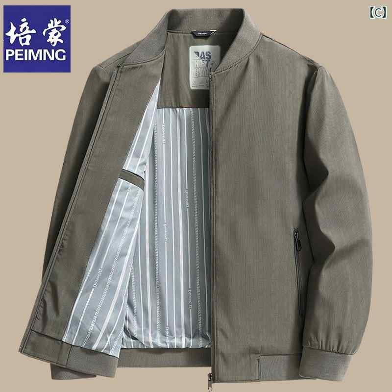 ジャケット メンズ Peimeng メンズ 春秋 カジュアル ジャケット 中年お父さん スプリング コート 中年と 高齢の 服お父さん 春 トップス 3