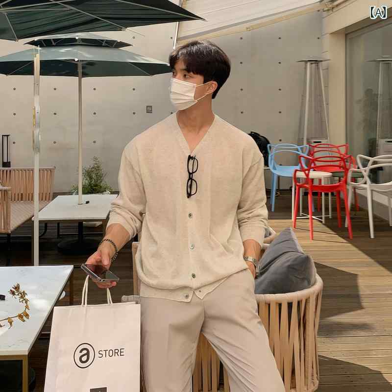 ニットカーディガン サマーカーディガン オフィス ビジネス カジュアル ライトカーキ リネン Vネック ..