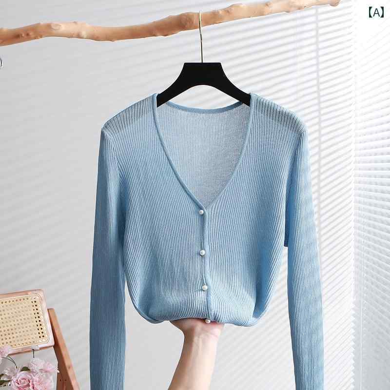 シアーシャツ ニットカーディガン サマーカーディガン オフィス ビジネス カジュアル 夏 用 冷感 ニットカーディガン 薄手 レディース 日焼け防止 ブラウス Vネック スカート 付き ショート 丈 エアコン アウターウェア