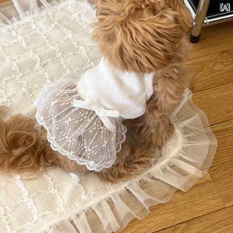 春夏 犬 猫 レース タンクトップ スカート テディ ポメラニアン プードル ビション 小型 ペット 服
