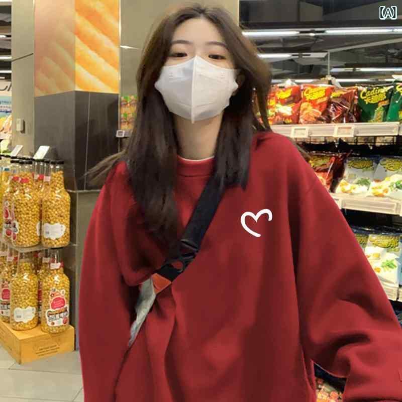 レディース トップス アメリカン ストリート カップル スウェットシャツ オーバー サイズ スタイル 冬 ..