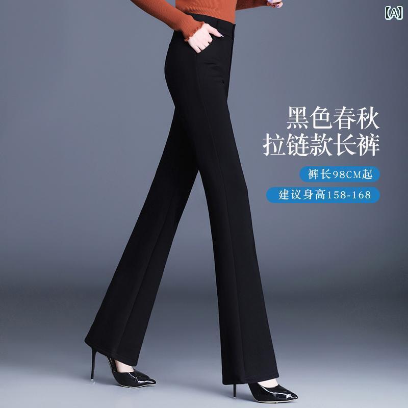 レディース パンツ オシャレ レディース ブラック フレアパンツ 春 大きいサイズ レディースパンツ カジュアル ズボン ストレッチ スーツ パンツ 春秋