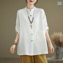 レディース シャツ かわいい くすみ 高級 リネンシャツ 女性用 春と 秋 2025新 色 ボタン デザイン ルーズ シャツ コットンと リネン レトロ トップ...