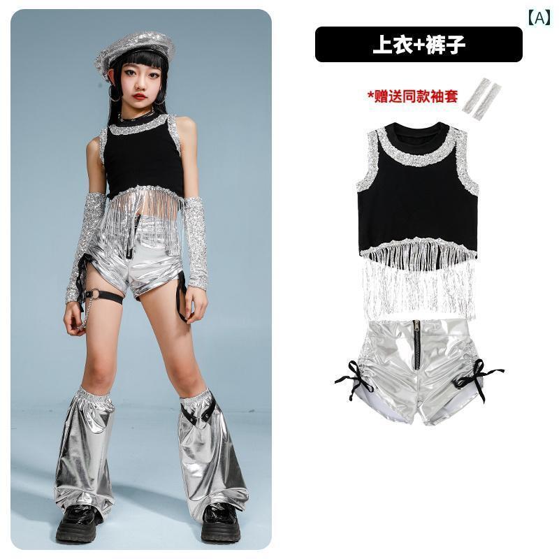 ダンス衣装 セットアップ ワイドパンツ 子供用 ジャズ ダンス 衣装 ストリート ファッション 服 子供の..