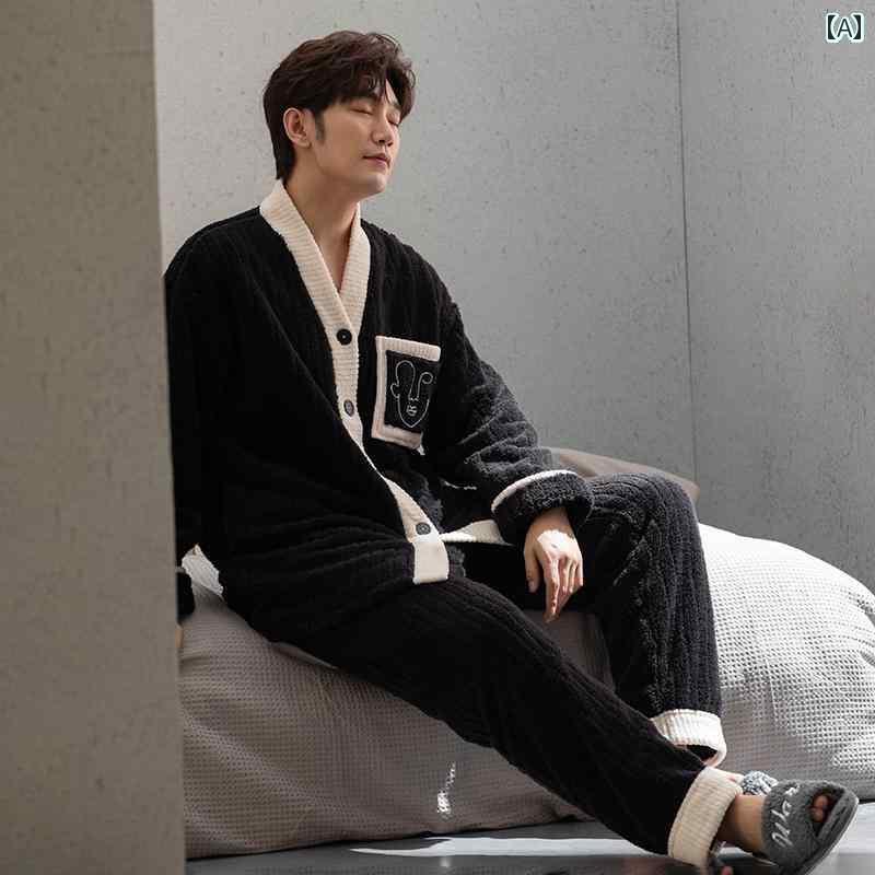 ルームウェア 春 ビクトリア コーラル フリース カップル パジャマ レディース 冬用 黒と 白の コント..