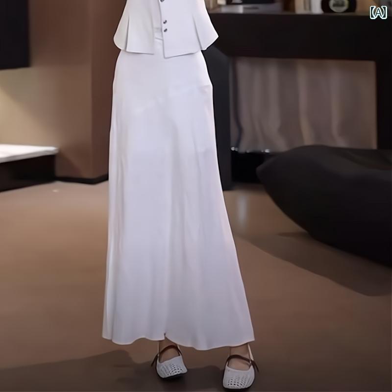 オシャレ ワンピース 2025 春夏 ホワイト 通勤 レジャー ファッション ミドル 丈 リネン aライン スリ..