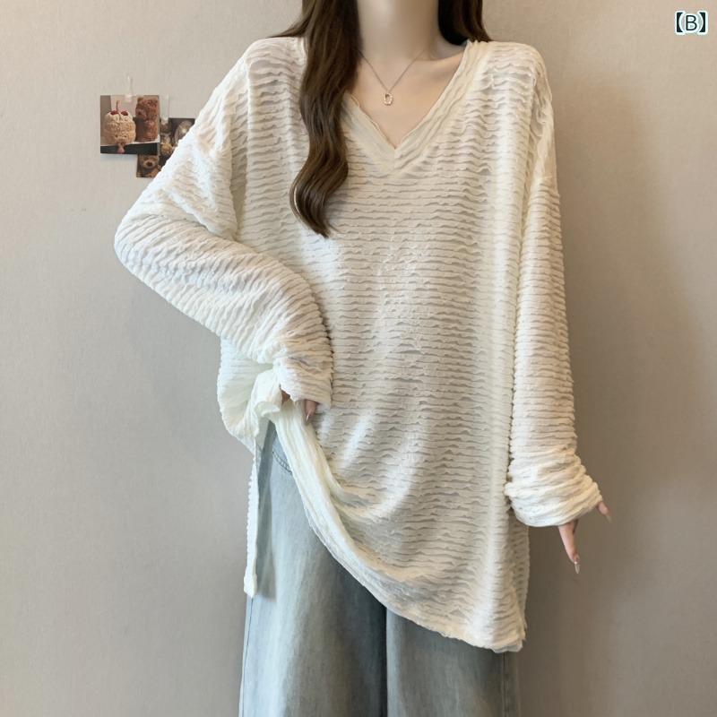 レディース レディース 大きいサイズ レディース ゆったり だらしない スタイル 長袖 Tシャツ シャツ 秋 太め mm スリム ヒップ カバー トップス