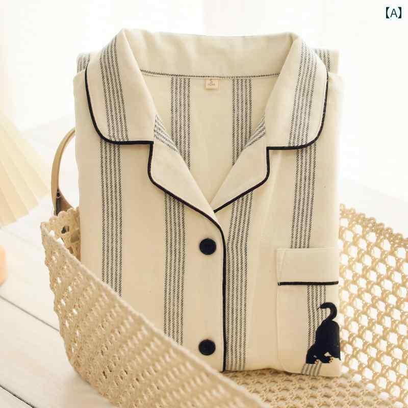 ルームウェア レディース 春秋 カップルの 綿 起毛 メンズ パジャマ シンプル ストライプ 1人の レディース 秋 家 服 スーツ