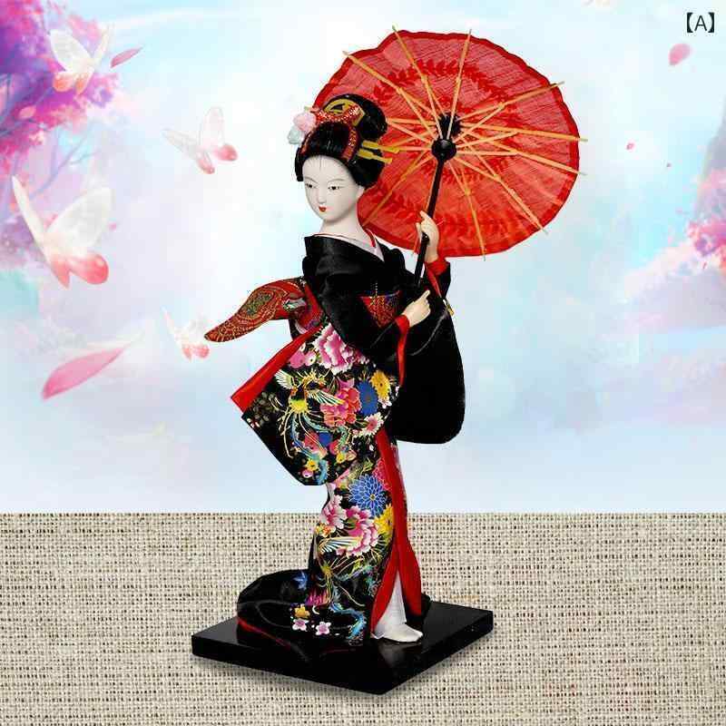 インテリア オブジェ 人形の 装飾 9インチ シルク 人形 芸者 着物 女性