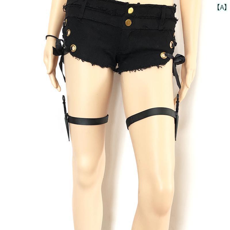 ガーターベルト 普段使い シンプル サブカルチャー レッグストラップ jk 黒 レッグリング ナイフ アサ..