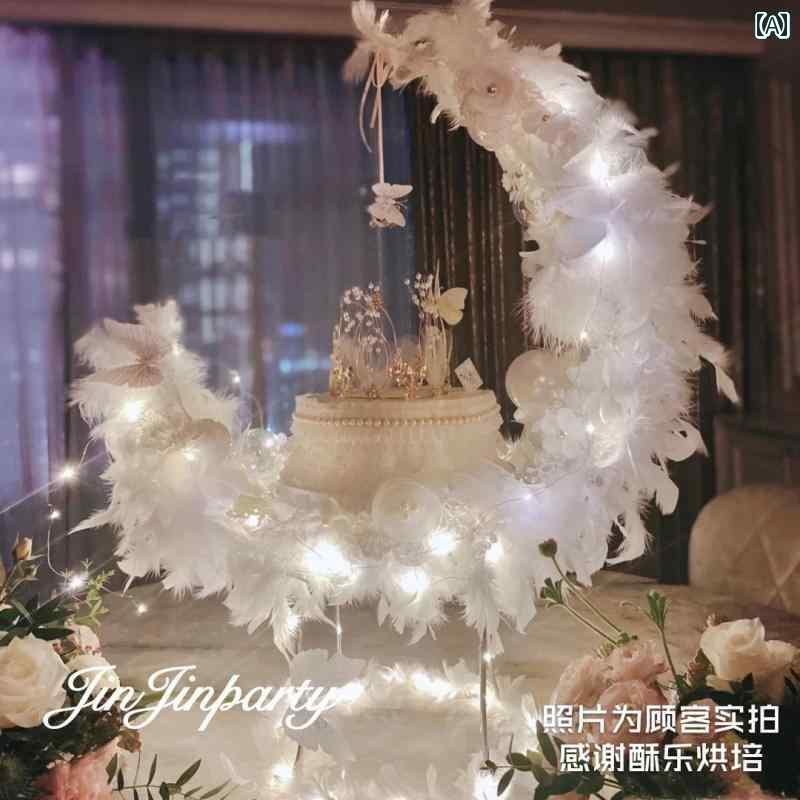 パーティーグッズ ホームパーティー 誕生日 Moon Boat ケーキ スタンド デコレーション アレンジメント ハイ 模擬 花 Xiaohongshu スーパー フェアリー お姫様 ギフト
