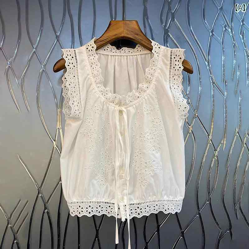 レディース トップス かわいい の 品物の 甘くて スタイリッシュな 白い 綿の 生地の 継ぎ 合わせ 菌 ..