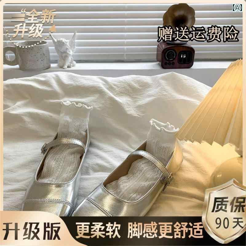 キッズ 子供 靴 女の子 小さい 革靴 シルバー 浅口 ダンス シューズ 2025 春秋 ファッション 学生 キャンパス パフォーマンス