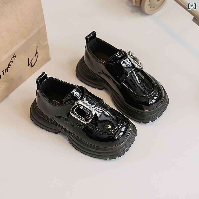 キッズ 子供 靴 女の子 黒 革靴 2025 春 子供用 カレッジ スタイル プリンセス シューズ 女の子用 英国 風 ローファー