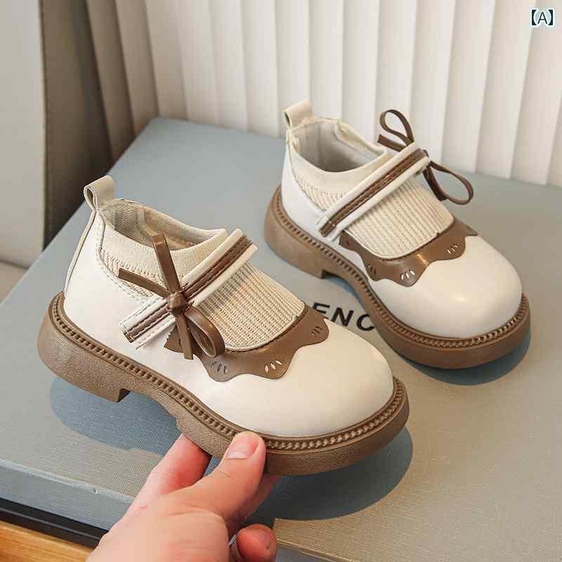 キッズ 子供 靴 女の子 革靴 2024 秋冬 黒の プリンセス シューズ 小さい ベルベットの 英国 綿の 靴 秋 子供(4)