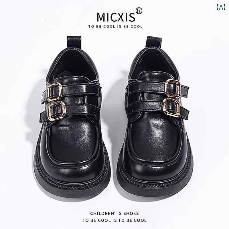 キッズ 子供 靴 子供 靴 女の子 黒 革靴 2025 春 子供用 英国 風 ローファー プリンセス シューズ