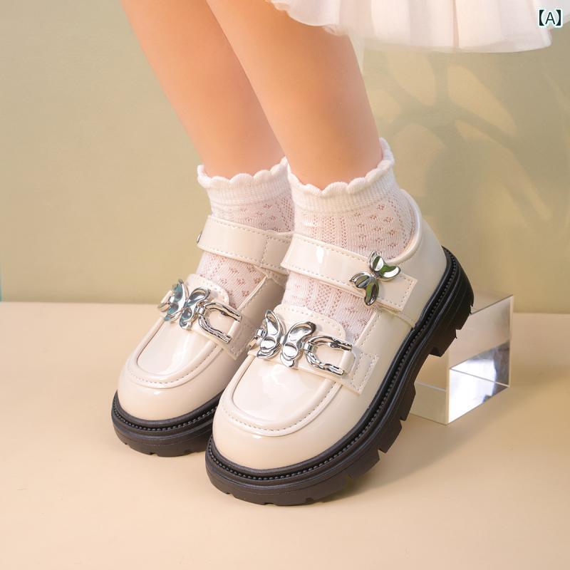 キッズ 子供 靴 女の子 革靴 2025 春の 子供 プリンセス ガール 風 ソフト ソール 英国 パフォーマンス ダンス シューズ シングル