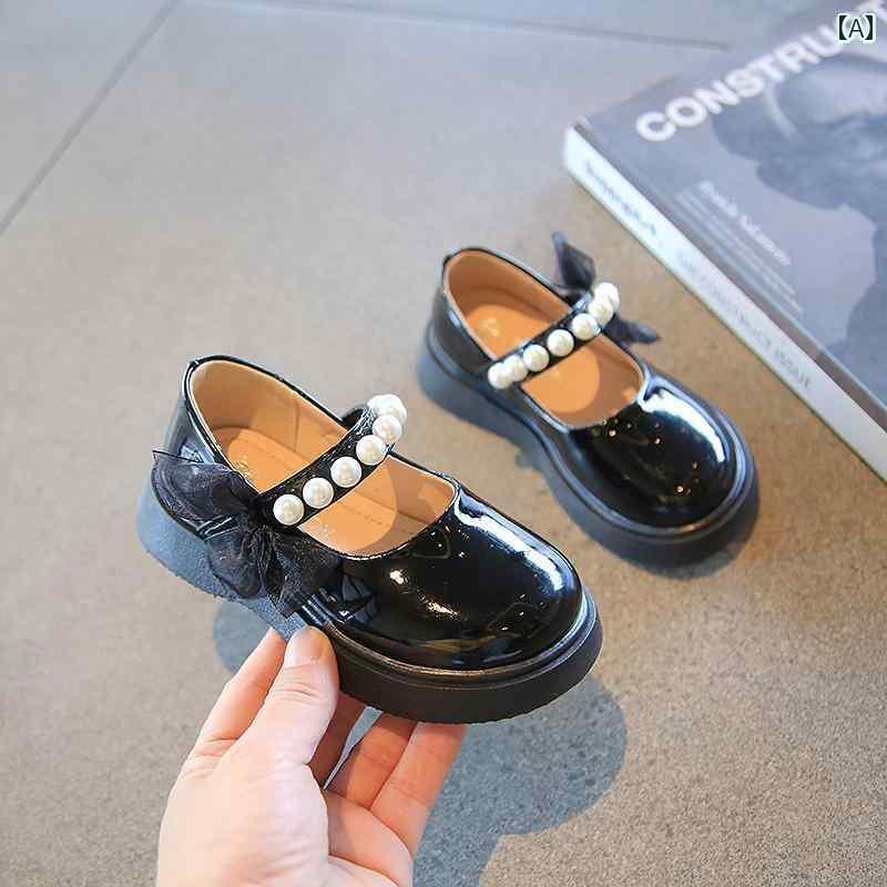 キッズ 子供 靴 女の子 革靴 英国 子供用 パフォーマンス シューズ 春 と 秋 ベビー プリンセス ソフト ボトム 女の子用 シングル ブラック