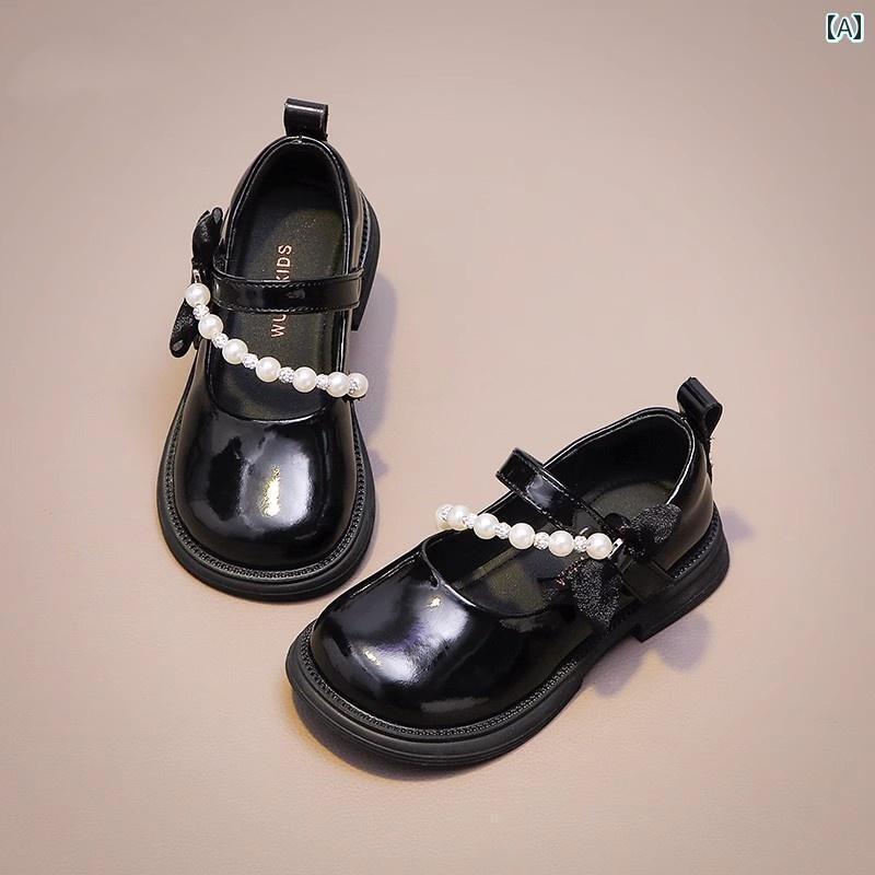 キッズ 子供 靴 パテントレザーの 女の子 靴 子供の プリンセス シューズ 2025年の 春夏 ミディアムと ..