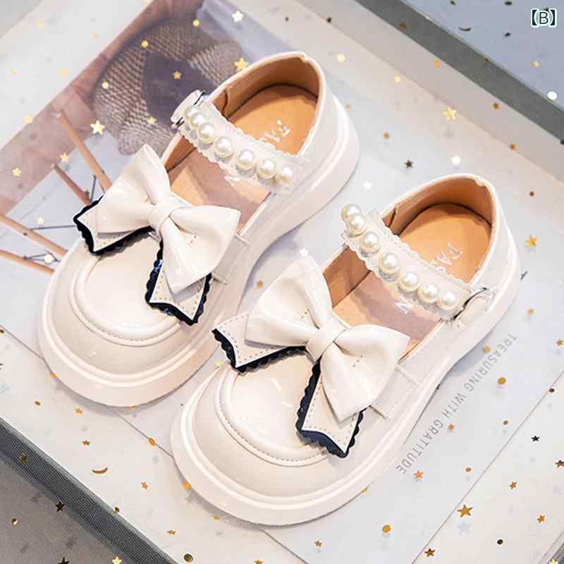 キッズ 子供 靴 女の子 黒 革靴 春秋 2025 子供の 弓の プリンセス シューズ ファッション ベビー