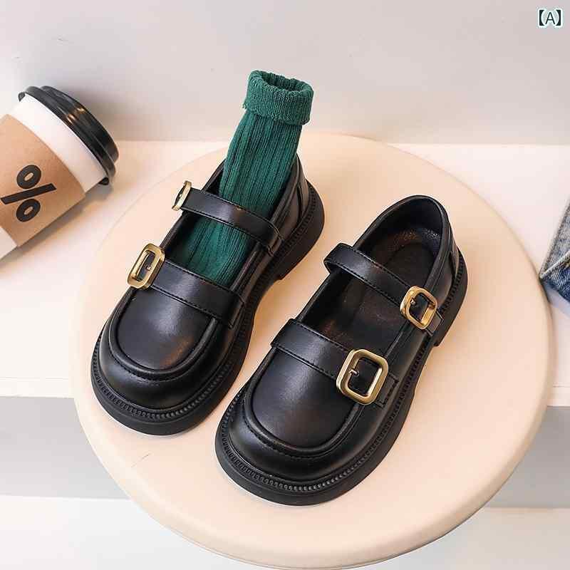 子供 靴 かわいい 女の子 ファッション JK 小さい 革靴 2024 春秋 韓国 イギリス 浅口 学生 シングル シューズ