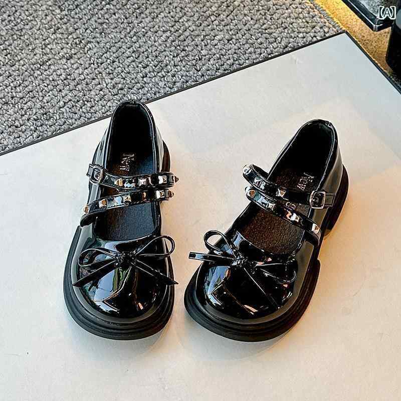 キッズ 子供 靴 女の子 靴 黒 革靴 春秋 2025 小さい 女の子な プリンセス シューズ ソフト ソール 子供