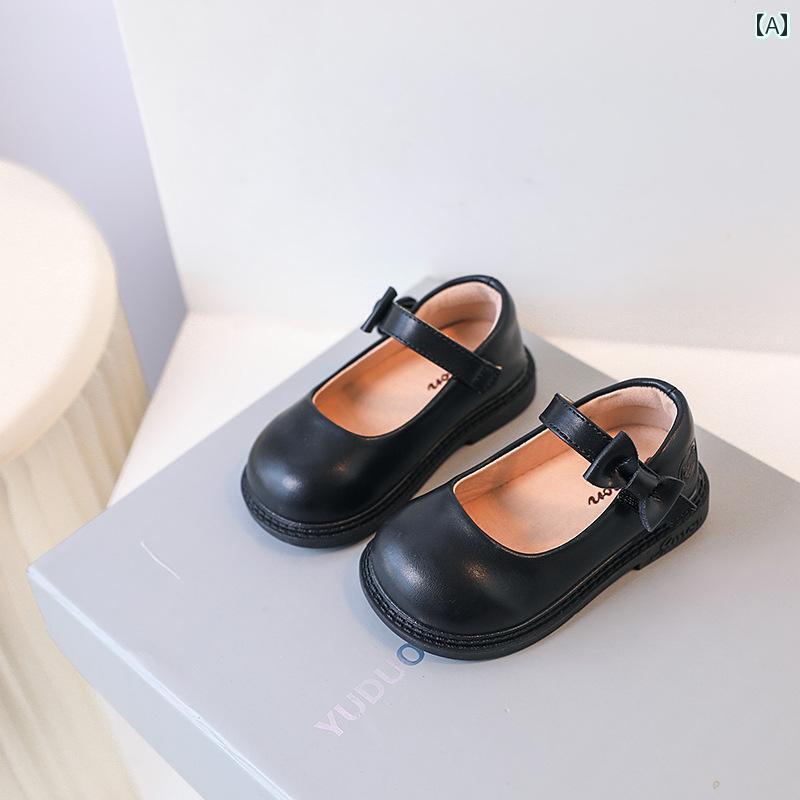 キッズ 子供 靴 女の子 黒 革靴 春秋 プリンセス シューズ 子供用 シングル ベビー ガール ソフト ボトム