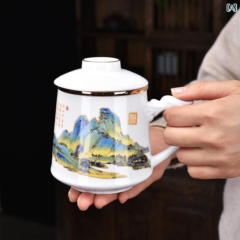 インテリア オブジェ おしゃれ お茶と 水を 分離 する 陶器の カップ お茶を 淹れる オフィス ビジネス..