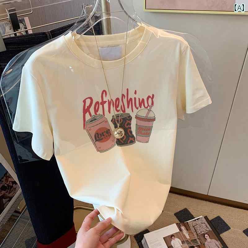 レディース トップス フロント ショルダー 綿 半袖 Tシャツ レディースファッション 年齢を 減らす 薄..