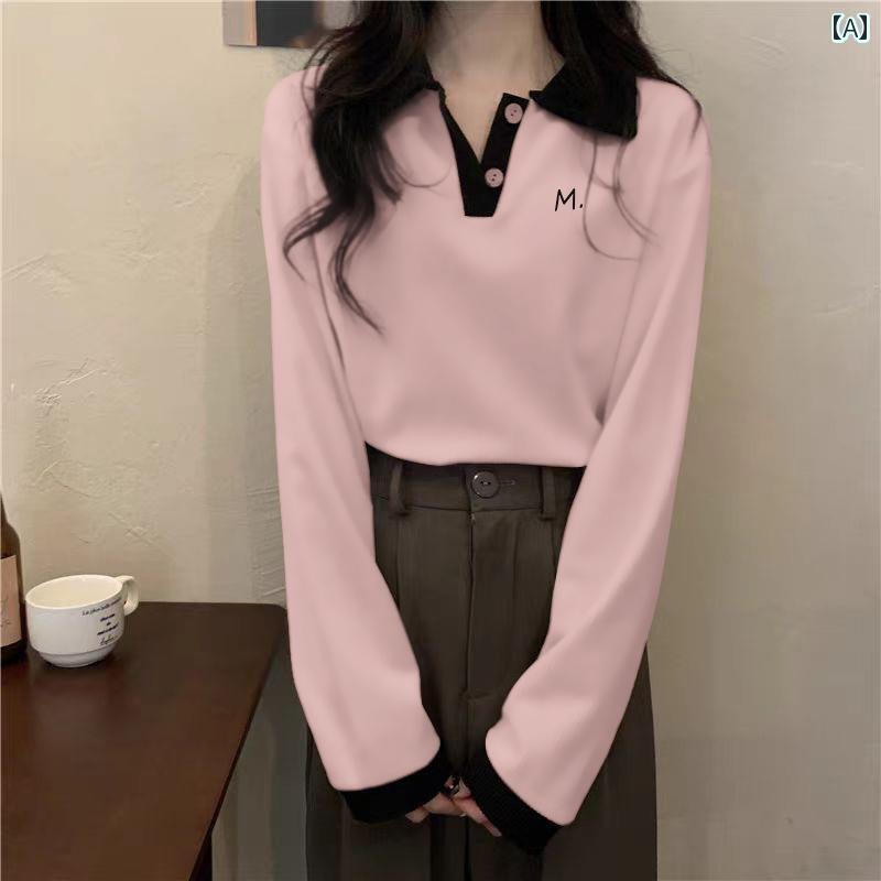 レディース トップス アメリカン レトロ ピンクの ラグランスリーブ 長袖 Tシャツ レディース 春秋 レ..