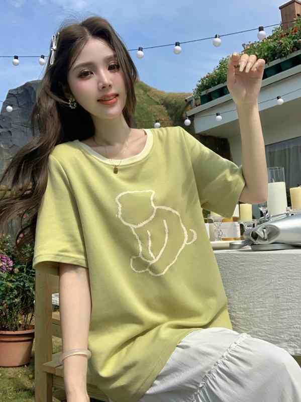 レディース トップス 大きいサイズ やや 太め カジュアル 半袖 Tシャツ レディース 夏 丸 首 MM ゆった..