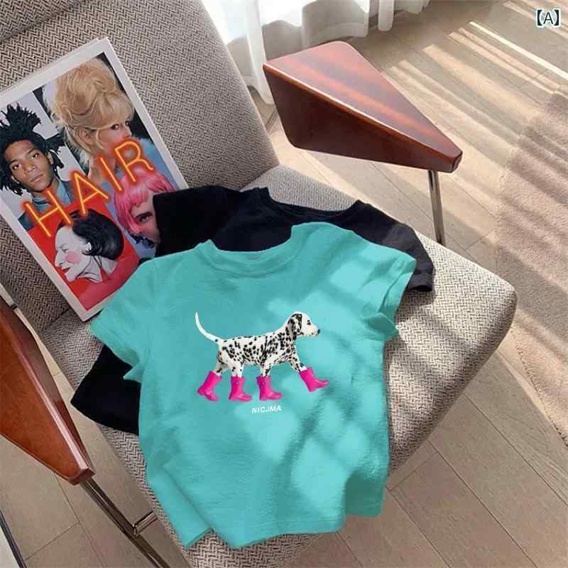 レディース トップス アメリカン ダルメシアン 半袖 Tシャツ レディース 2025夏 レトロ レイク ブルー ..