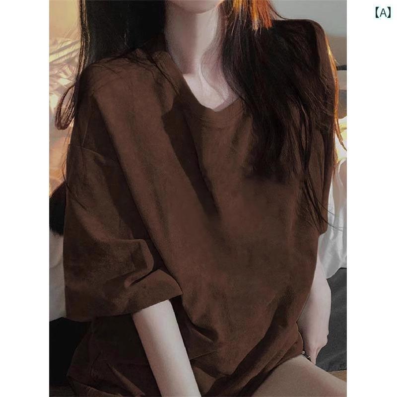 レディース トップス アメリカン レトロ 綿 半袖 Tシャツ レディース 夏 2025 オーバー サイズ ゆった..