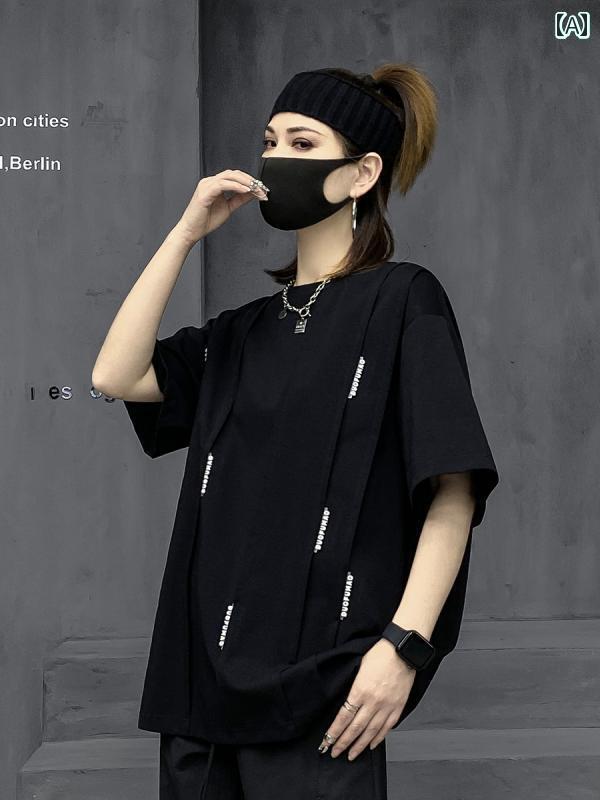 レディース トップス M カジュアル 半袖 Tシャツ レディース 夏 2025新 トップス ブラック