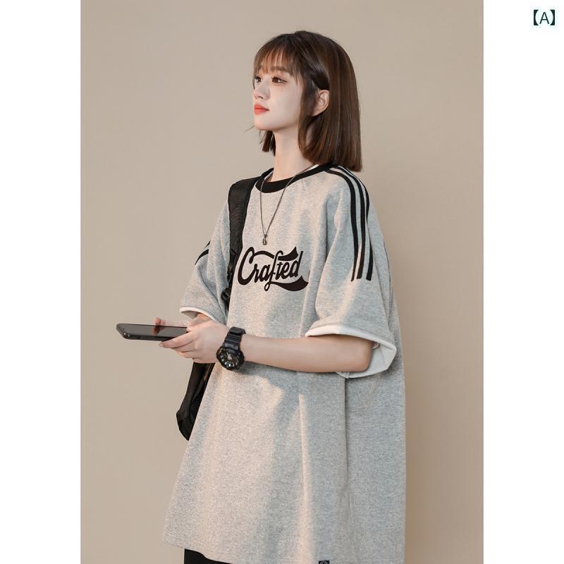 レディース トップス ヒップ ホップ アメリカン 半袖 Tシャツ レディース 夏 ストリート シック トップス