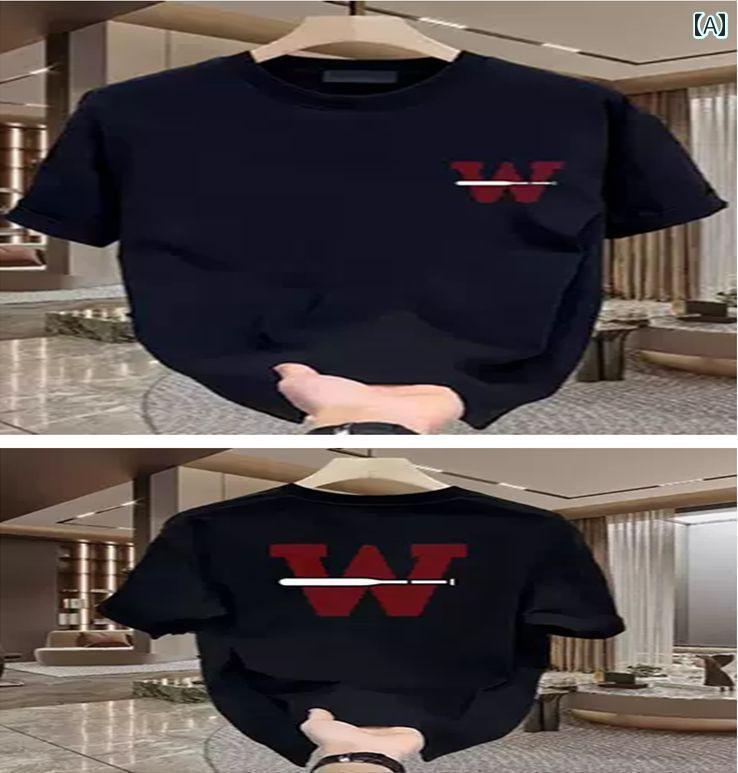 レディース トップス 倉石 一樹の でな 綿 ラウンドネック 半袖 レター プリント ゆったり シンプル ス..