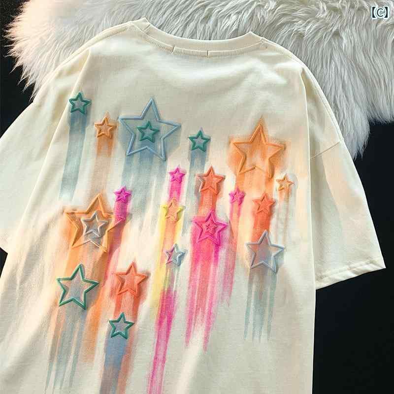 レディース トップス 地球からの 脱出 和風 スイート スタイル 蝶 半袖 Tシャツ レディース 夏 ゆったり カジュアル カップル ハーフスリーブ トップ