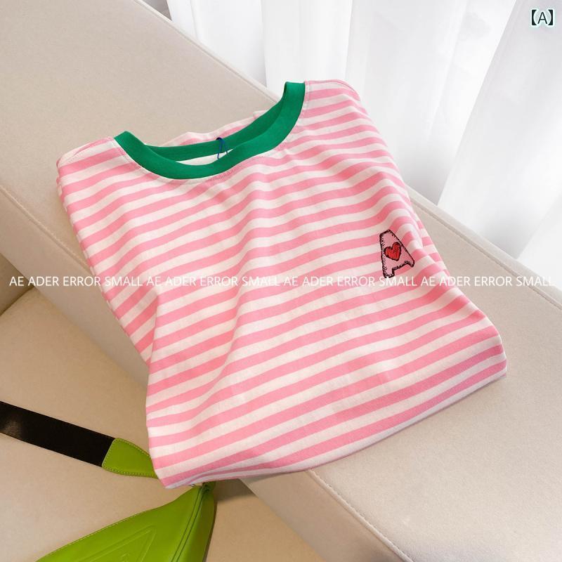 レディース トップス アダー エラー 小さい ストライプ レディース 半袖 Tシャツ ゆったり カジュアル ..