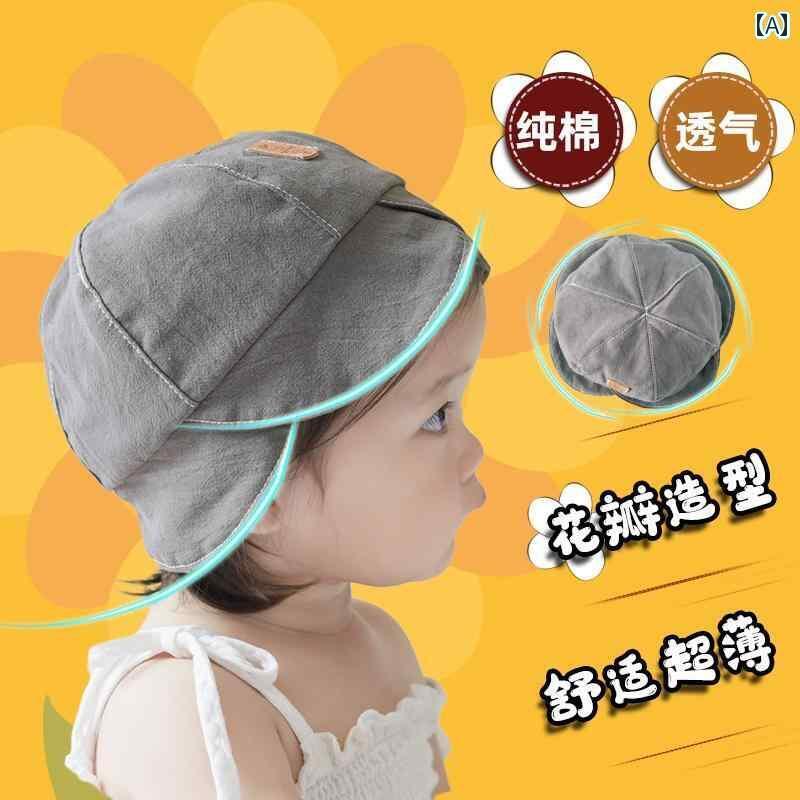 キッズ 幼児 帽子 韓国 ベビー 帽子 夏 薄手 サンハット 綿 子供用 日焼け防止 男の子と 女の子 かわい..