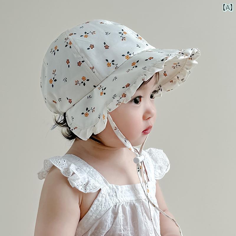 キッズ 幼児 帽子 ベビー 帽子 夏用 薄手 大きめ つば 紫外線 防止 フィッシャーマン ハット 花柄 プリ..