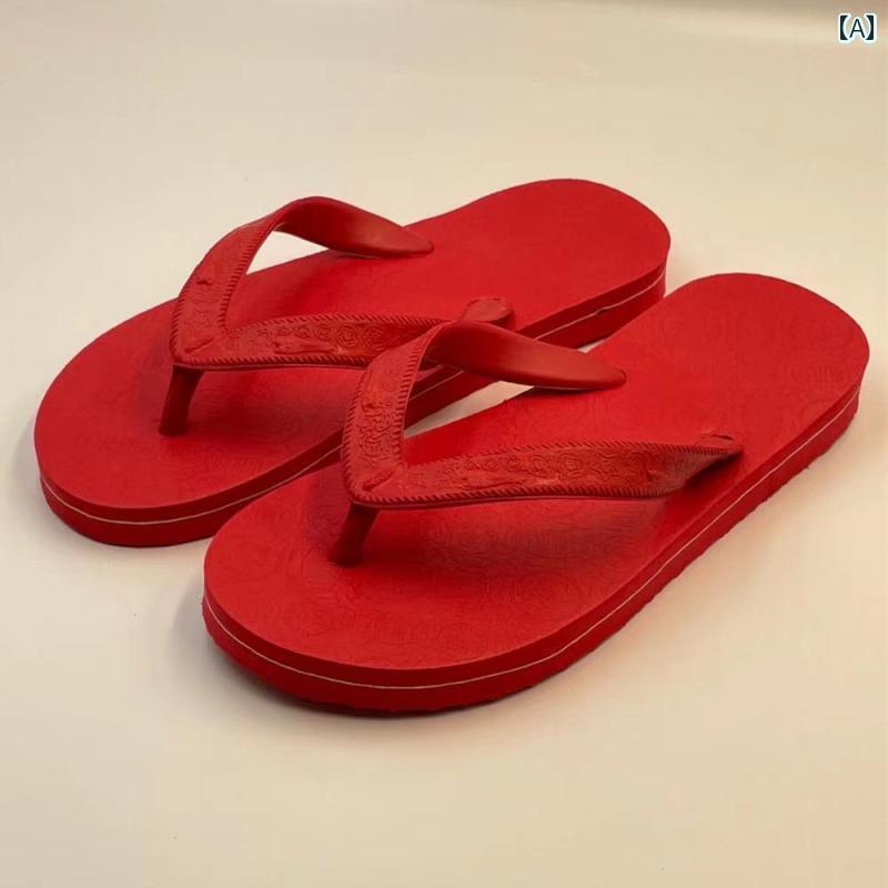 オシャレ サンダル スリッパ 赤い ビーチ サンダル ベトナム製 スリッパ メンズ ゴム 夏用 滑り止め 防臭 厚底 耐摩耗 タイ製 プラスチック