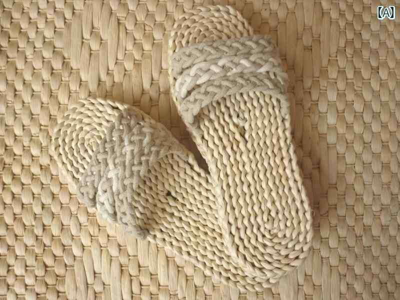 オシャレ サンダル スリッパ リネン わら サンダル メ ンズな 手編み スリッパ レッド アーミー 通気性..