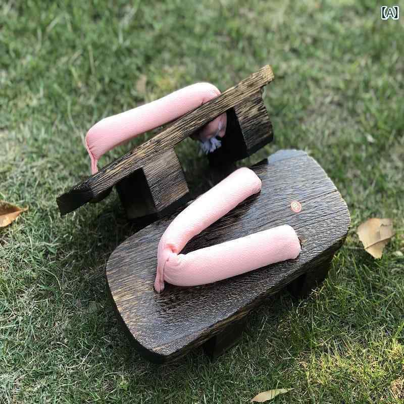 オシャレ サンダル スリッパ 木製の 下駄 チャイナ風 コス メンズ スリッパ 2本 歯の ハイヒールの ビ..