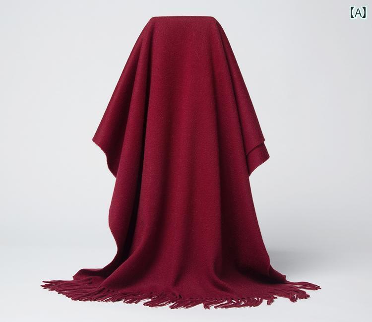 レディース オシャレ スカーフ オルド シティ 100 % スカーフ レディース 冬用 ロング 無地 厚手 暖かい 大きい ショール 二 重 目的 アウター(4)