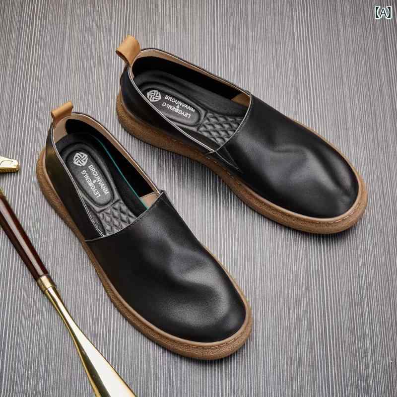 ビジネスシューズ ローファー フォーマル ビジネスシューズ ローファー フォーマル 夏用 ラウンド トゥローカット スリッポン シューズ 通気性の ある ソフト ソール 革 メンズ 厚底 カジュアル