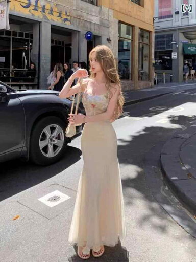 パーティードレス ロングワンピース ミモレ丈 レース シースルー フランスの ユニークな レースの 花の メッシュ スリング ドレス レディース ホット ガール ロング ガーゼ スカート スリム フィッシュ テール パーティードレス ロングワンピース ミモレ丈 レース シースルー フランスの ユニークな レースの 花の メッシュ スリング ドレス レディース ホット ガール ロング ガーゼ スカート スリム フィッシュ テール