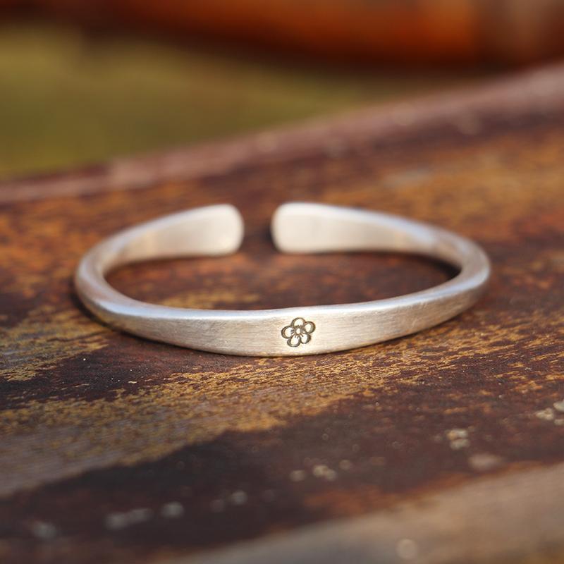 ブレスレット バングル オシャレ 999 スター リング シルバー ソリッド フロスト レトロ プラム ブロッ..