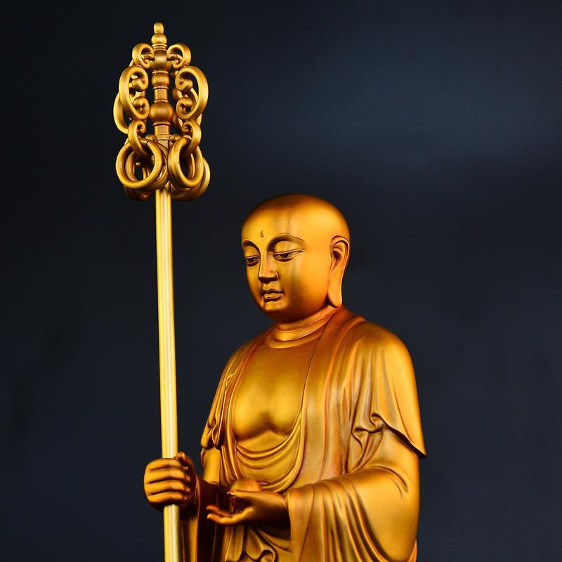 インテリア オブジェ おしゃれ 銅製 九 華 山 地蔵 菩薩像大 願 立像 菩薩 ブロンズ像家の 玄関 仏 堂 装飾用